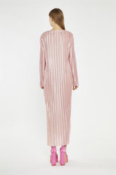 Pink-Plisse Maxi-Dress